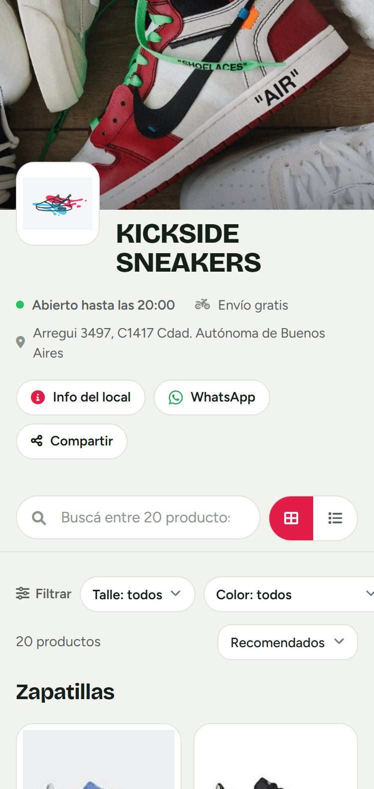 Tienda online de KICKSIDE SNEAKERS en el celular